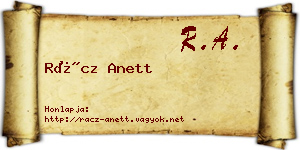 Rácz Anett névjegykártya